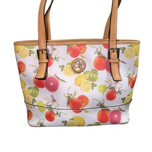 Gianni Bernini Vibrant Citrus Print Tote Bag